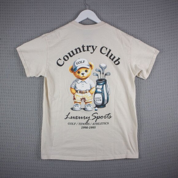 BrandMakers Country Club Golfing Gold Bear Tee - Picture 1 of 6